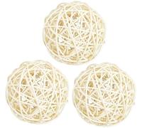 3 bolas de ratán, bolas de mimbre grandes blancas, bolas decorativas para cuencos, relleno de jarrón, decoración de mesa de café, decoración de fiesta de boda (8 cm)