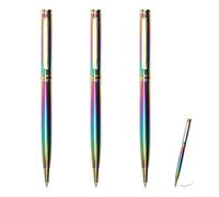 3 bolígrafos de arco iris, bolígrafos Biro, metal arcoíris degradado retráctil con tinta negra, ideal para oficina, hogar, escuela, elegantes bolígrafos de tinta de secado rápido para una escritura