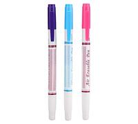 3 bolígrafos de tela borrables con agua, doble cabeza, rojo, azul, morado, tinta que desaparece, marcador de tela, marcador de costura para bordado, calco de bricolaje