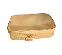 3. Bolsa de viaje con múltiples compartimentos, diseño de bolsa de aseo de poliéster ligero para uso diario y viajes, bolsa de almacenamiento de viaje de poliéster reutilizable, Beige tamaño grande