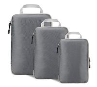 3 bolsas de almacenamiento de viaje con asa y organización portátil para accesorios de almacenamiento de cosméticos de maquillaje, Gray