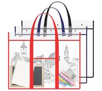 3 bolsas de arte A2/A3/A4, organizador para obras de arte, 73,5 x 61,5 cm, PVC, transparente, bolsa de almacenamiento con asa para pósteres, pintura, tablones de anuncios, 3 unidades
