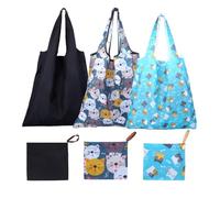 3 bolsas de la compra con diseño de gatos, plegables, impermeables, plegables, con asa, bolsas de la compra para alimentos, picnics, camping, lavables, fáciles de llevar, varios colores, 40 cm x 40 cm