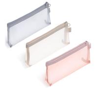 3 bolsas de malla para brochas de maquillaje, bolsa de cosméticos de malla, bolsa transparente para lápices con cremallera, bolsillo pequeño de malla con cremallera, bolsa de cosméticos para lápices
