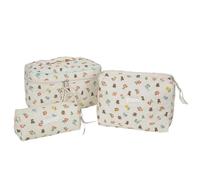 3 bolsas de maquillaje de mano con estampado de flores, bolsa de cosméticos para bolígrafos, viajes, gran capacidad, almacenamiento de artículos de tocador, Little Bear Huahua, A01, Mass Beauty