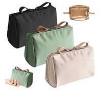 3 bolsas de maquillaje de nailon, bolsa de cosméticos, bolsa de maquillaje de viaje, bolsa de maquillaje con compartimentos, impermeable y ligera, bolsa de viaje, bolsa de aseo para viajes,