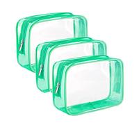 3 bolsas de maquillaje transparentes multifuncionales, bolsas de aseo de viaje, organizador de almacenamiento para mujeres y niñas, bolsa de cosméticos transparente, 3 verde.