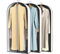 3 bolsas de ropa for colgar con fuelle 4 pulgadas, ventana transparente, tela transpirable, cremallera metal, protector vestido largo for almacenamiento en armario, mudanzas(50 inch)