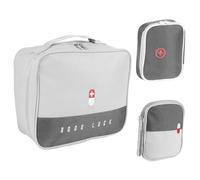 3 bolsas grandes y pequeñas para medicamentos, gran capacidad, varios compartimentos, bolsa para medicamentos de viaje, bolsa vacía para casa, viajes, camping, senderismo (gris)