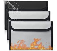 3 bolsas para documentos ignífugas, 20,5 x 12 cm, resistentes al fuego, resistentes al agua, para pasaportes, archivos bancarios, objetos de valor