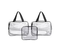 3 bolsas transparentes para artículos de tocador de viaje, bolsas de maquillaje de plástico impermeables portátiles, bolsas de maquillaje gruesas para baños de viaje, gimnasios, transparente,