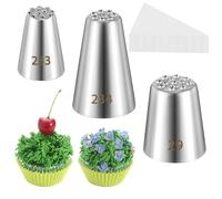 3 boquillas de hierba con manga pastelera, boquilla profesional para hierba (233, 234 y 23 m), puntas decorativas para esmaltar, apertura múltiple para decorar tartas y cupcakes