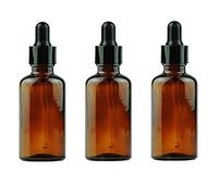3 botellas cuentagotas vacías recargables de vidrio ámbar de 100 ml con cabeza de goma y cuentagotas internos, recipientes de aceite esencial, dispensadores de muestras de cosméticos para