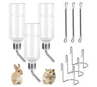 Vegena 3 Piezas Bebedero Conejo, Bebedero Hamster 350 ml, Bebedero Cobaya, Botellas de Conejo Colgantes Sin Gote, Botellas de Agua para Mascotas Roedores Animales Pequeños Chinchillas