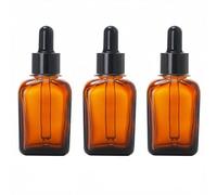 3 botellas de vidrio ámbar de 100 ml, 3.5 onzas, botellas vacías de tintura, con cuentagotas de ojos de vidrio, botellas de viaje, recipientes cosméticos para aceites esenciales Ámbar