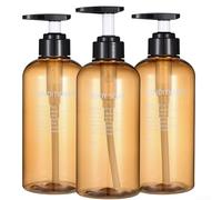 3 botellas dispensadoras de jabón recargables de 500 ml con sello de rosca a prueba de fugas, material PET resistente al calor para jabones líquidos y detergentes (marrón)