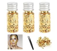 3 Botellas Lámina de Oro, pan de oro para manualidades, láminas de oros multifunción, hojuelas de hoja de oro, lámina de copos de oro para tartas, decoración DIY