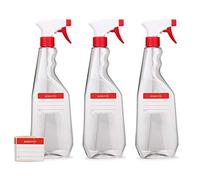 3 botellas pulverizadoras de 750 ml de PET con pistola pulverizadora, atomizadores vacíos con boquilla pulverizadora ajustable (chorro/pulverización), p.ej. para plantas/flores, limpieza, taller