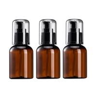 3 botellas vacías de plástico ámbar de 50 ml con bomba de loción con parte superior de presión negra, dispensador de base recargable, frasco de muestra, contenedor de cosméticos de viaje para tóner de