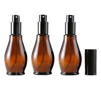 3 botellas vacías rellenables de vidrio de color ámbar, con atomizador negro y tapa antipolvo, para aceites esenciales, aromaterapia