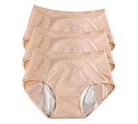 3 bragas de fuga orinaria para mujer, lavables, bragas incontinencia para mujer, antifugas, orinarias, transpirables, lavables impermeables, bragas incontinencia para el ciclo mensual,Beige,XXL
