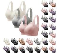 3 brasieres acanalados sin varillas para mujer, sin aros, sin costuras, realzadores, antiflacidez, festoneados, cobertura completa, cómodos, tirantes anchos, ligeramente suaves, para dormir todos los