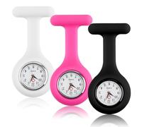 3 broches de reloj de enfermera, reloj de bolsillo de silicona con broche, fácil de limpiar y esterilizar, reloj de bolsillo duradero con pin para enfermeras, médicos, paramédicos, personal médico,