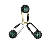 3 brújulas con mosquetones, brújula de senderismo de metal, accesorio de navegación portátil para camping, senderismo, camping, viajes, aventura (negro, oro, plata)
