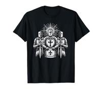 3 Caballeros Templarios Medievales arte oscuro líneas geométricas Camiseta