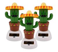 3 cabezones solares, Divertidas Figuras de Baile solares de Cactus, Lindos cabezones para Coche, Oficina y Juego de niños