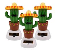 3 cabezones solares, Divertidas Figuras de Baile solares de Cactus, Lindos cabezones para Coche, Oficina y Juego de niños