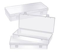3 cajas de almacenamiento pequeñas de plástico transparente con tapa para plegar, rectangulares, pequeños recipientes de almacenamiento para piezas pequeñas, cuentas, anillos, pendientes, tornillos