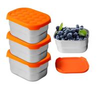 3 cajas de aperitivos de acero inoxidable, 230 ml, cajas pequeñas para aperitivos, caja de aperitivos de acero inoxidable, pequeñas latas con tapa de silicona, caja de aperitivos a prueba de fugas,