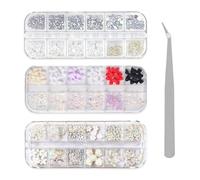 3 Cajas De Diamantes Para Decoración De Uñas Y 1 Pinza, Decoraciones Para Uñas, Accesorios Para Decoración De Uñas Diy, Pegatinas Con Purpurina Para Uñas, Accesorios Para Decoración De Uñas