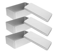 3 Cajas de Hojalata para Galletas Tapa, Plata, Uso Oficina | Acabado Delicado, Peso Ligero, Multiuso, para Hogar y Niños, Tres Piezas, Estilo Brillante y Bonito