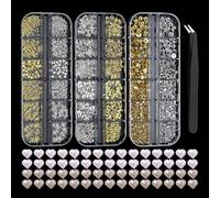 3 Cajas De Pegatinas De Uñas De Metal, 60 Pegatinas De Diamantes Pearl Love Y 1 Pinza, Juego De Joyas Para Uñas, Accesorios De Decoración De Arte De Moda, Exquisitos Parches Decorativos De Moda.