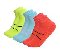 3 calcetines de correr para mujer, calcetines de tobillo para mujer, calcetines para correr, antiampollas, talla 36-42 cm, Amarillo, azul y naranja, Altoa única