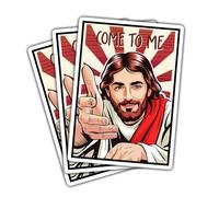 3 calcomanías con texto en inglés "Come to Me", divertido meme cristiano con ilustración de Jesús y diseño de citas, troqueladas, impermeables, para laptop, botella de agua, teléfono, ventana, casco