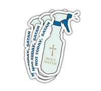 3 calcomanías de agua bendita con texto en inglés "Not Today Satanás", divertidas calcomanías con diseño de botella de spray de fe cristiana, troqueladas, impermeables, para laptop, botella de agua