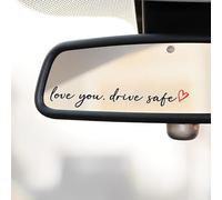 3 calcomanías holográficas para espejo de coche con texto en inglés "Love You, Drive Safe" para mujer, lindas calcomanías de vinilo para ventana, vaso y botella de agua (negro)