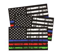3 calcomanías reflectantes de la bandera de Estados Unidos para coche, 5 x 3 pulgadas, vinilo fino de línea azul de EE. UU., pegatinas patrióticas de rayas para automóviles, decoración de camiones para parachoques de ventanas, apoyo militar de EE. UU., policía, agentes de la ley (negro/A)