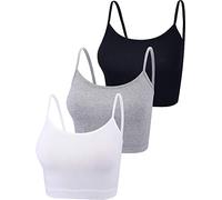 3 Camisolas Spaghetti para Yoga Dormir (Negro, Blanco, Gris, S)