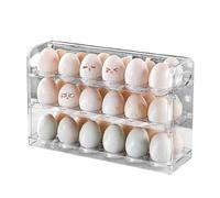 3 capas Contenedor de huevo transparente - Caja de almacenamiento de huevos apilable, organizador de refrigerador transparente | Soporte de huevos de gran capacidad con tapa, bandeja de almacenamiento