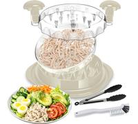 [3 capas y más grandes] Herramienta trituradora de pollo de 12 pulgadas grande con cepillo de limpieza y pinza de alimentos, mango ergonómico, base antideslizante, apta para lavavajillas, sin BPA