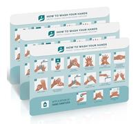 3 carteles de "Cómo lavarse las manos", 297 mm x 210 mm, vinilo autoadhesivo mate, póster impermeable de seguridad higiénica