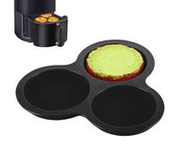3-Cavity Round Egg Tray Muffin Pan Small Cakes Pudines Hamburgers Breakfast Sandwich Patty, Molde de Huevos de Silicona para Freidora de Aire Caliente, Molde de Silicona Bloques de Huevos
