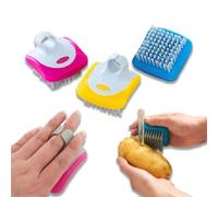 3 Cepillos para Verduras, Cerdas de Nylon Duro para Fregar Patatas y Zanahorias, Mango Ergonómico Curvo para Agarre Seguro, Limpieza Eficaz de Suciedad en Pepino y Ñame (Azul, Amarillo, Rojo)