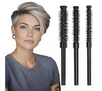 3 cepillos redondos pequeños, redondos para el secador, cepillo redondo para el cabello suave y voluminoso, para hombres y mujeres, pelo corto, flequillo, raíz, rizado, cabello liso (negro)