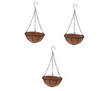 3 cestas colgantes de metal de 8 pulgadas para macetas - Decoración al aire libre, estantes de alambre de hierro para plantas de jardín, macetas colgantes de pared para flores y hierbas
