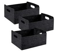 3 cestas de fieltro para almacenamiento, 30 x 24 x 15 cm, plegable, de fieltro, para armario, caja de fieltro, cajones, cesta organizadora para baño, oficina (gris oscuro)